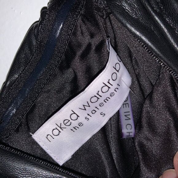 Naked Wardrobe Runway Faux Leather Ruched Puff Sleeve Dress - Picture 8 of 8